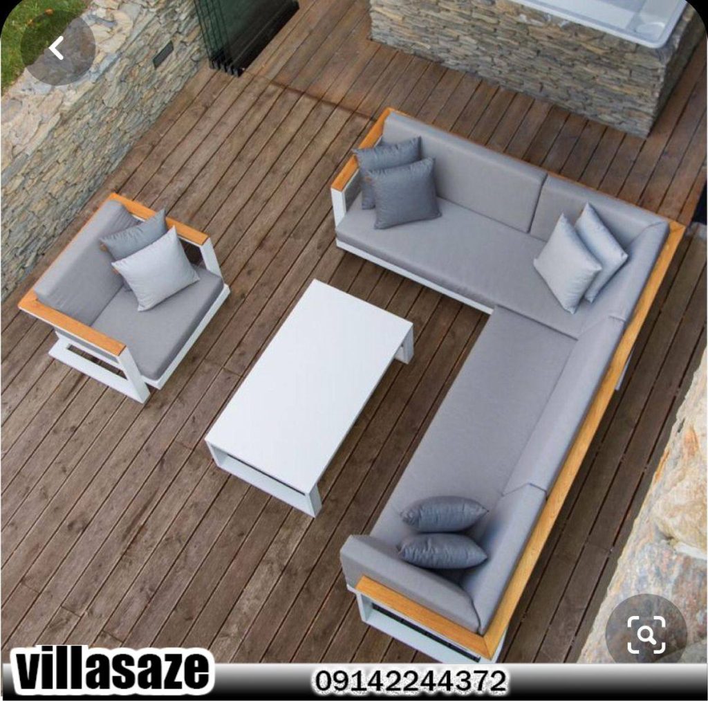 مبلمان فلزی چوبی فضای باز