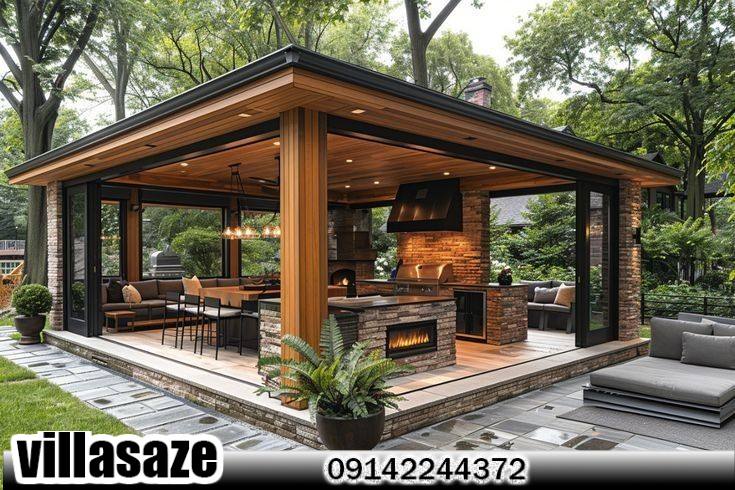 آلاچیق چوبی فلزی ویلایی