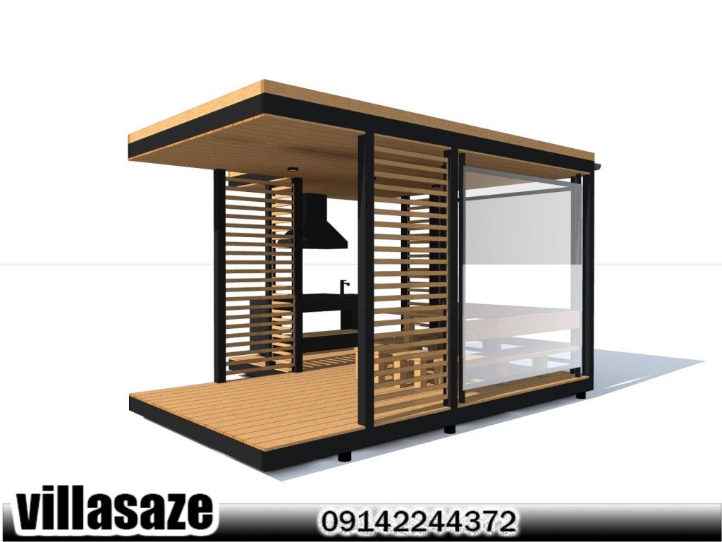 آلاچیق چوبی فلزی فضای باز