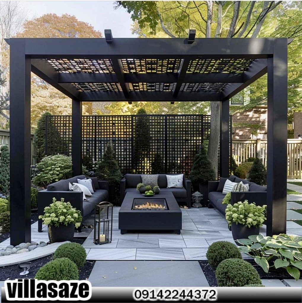 آلاچیق فلزی ویلایی همراه مبلمان فضای باز 