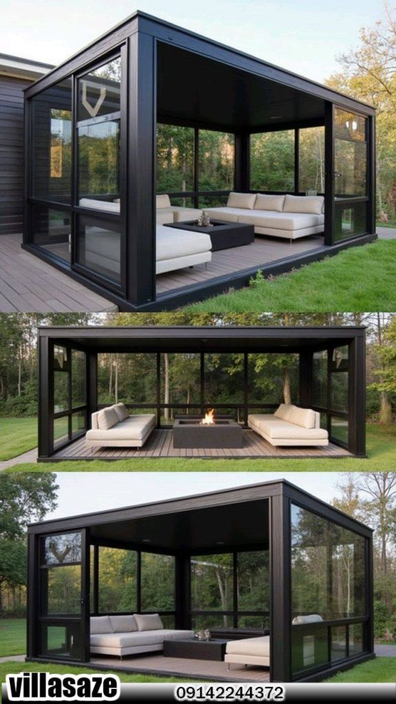 آلاچیق فلزی ویلایی با مبلمان فضای باز 