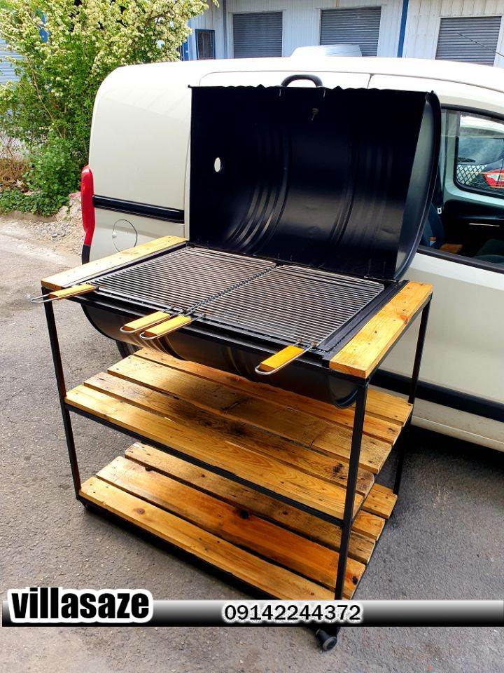 باربیکیو ذغالی ویلایی دارای سینی مخصوص فضای باز