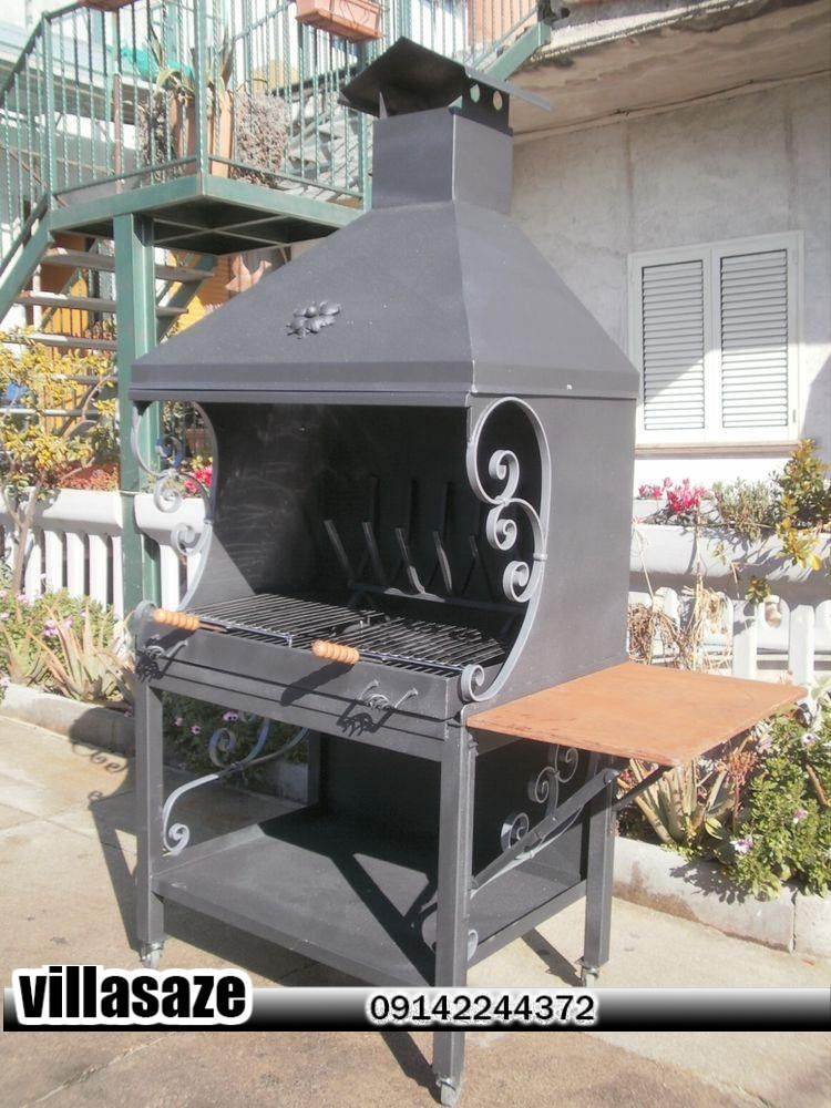 باربیکیو ذغالی ویلایی با پایه چرخ دار
