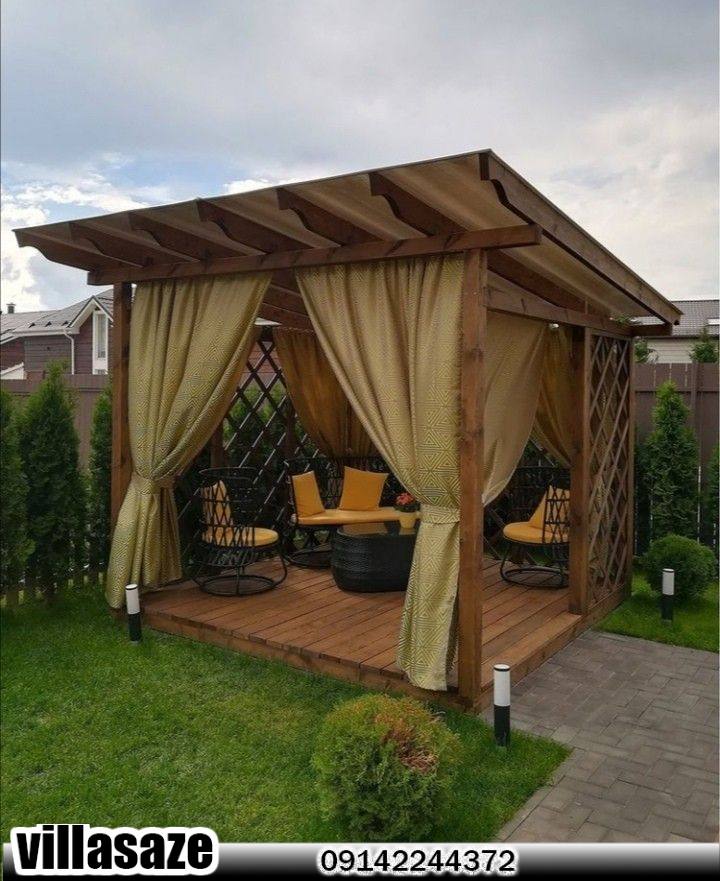 آلاچیق چوبی با مبلمان ویلایی