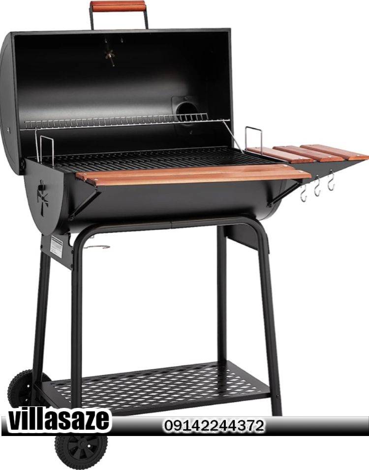 باربیکیو ذغالی ویلایی با پایه چرخ دار و رنگ کوره ای ضد آب مناسب فضای باز