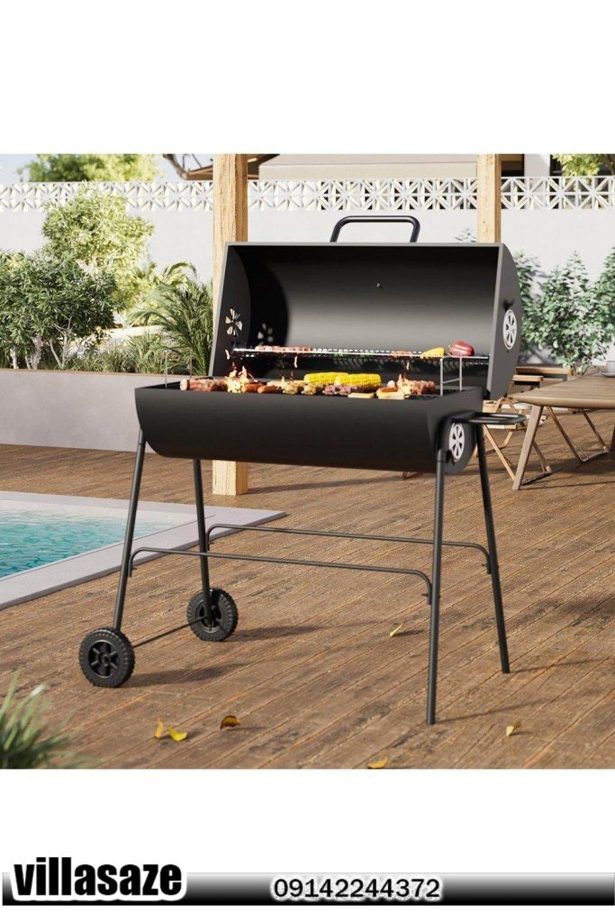 باربیکیو ذغالی ویلایی چرخ دار در فضای باز