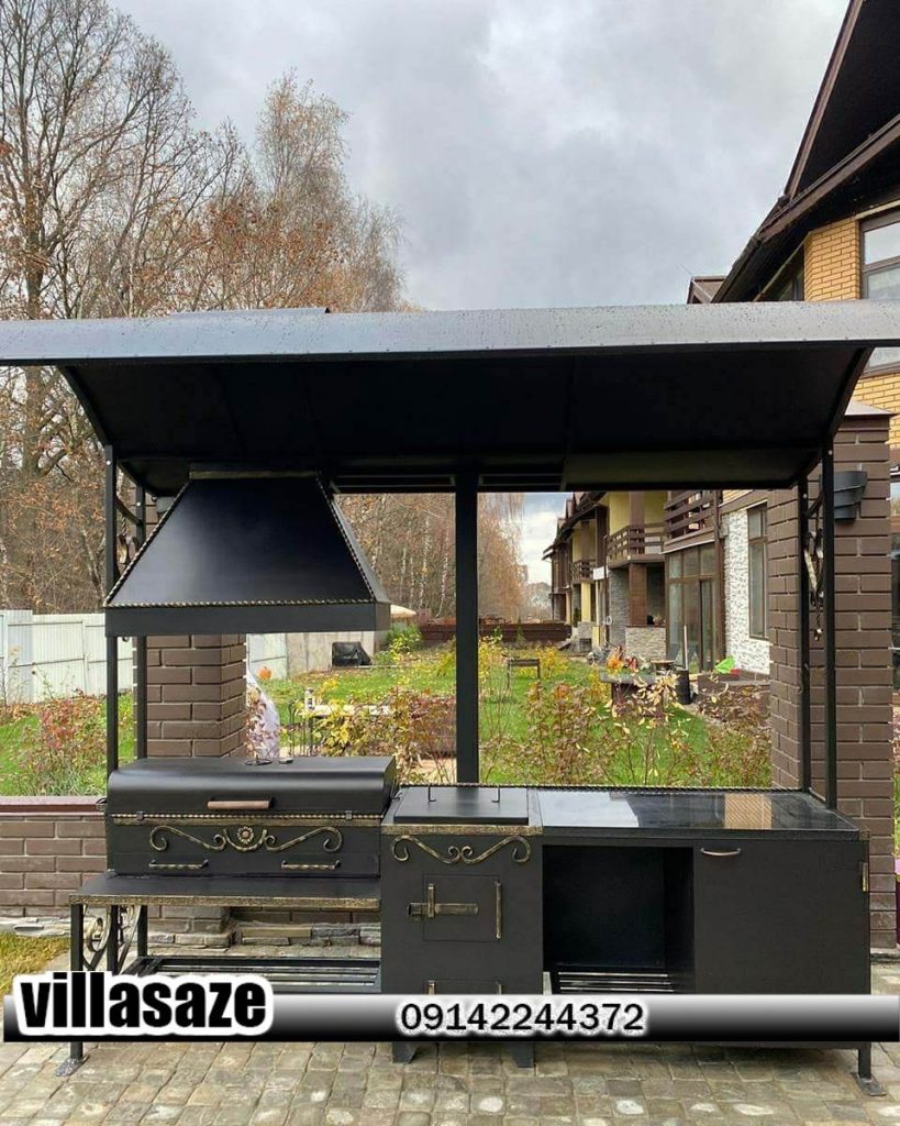 باربیکیو گازی ذغالی با رنگ گوره ای ضد آب مناسب فضای باز در آلاچیق فلزی